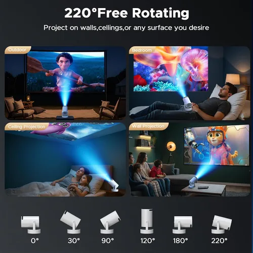 Vista 7 de Mini proyector portátil con batería, WiFi 6 y Bluetooth