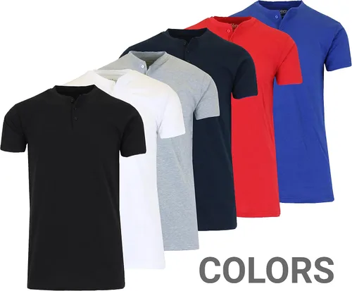 Vista 6 de Galaxy by Harvic Camiseta ajustada de manga corta Henley Slub para hombre