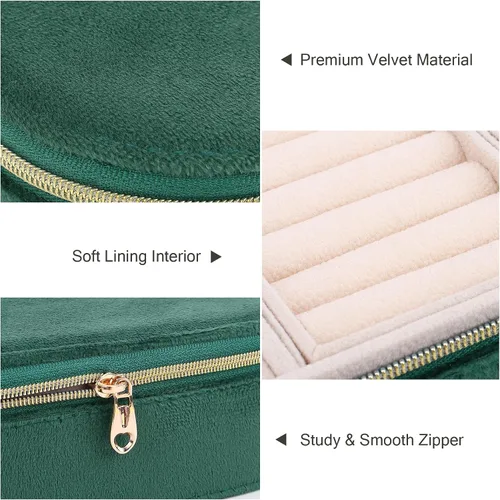 Vista 4 de DesignSter Joyero de viaje, pequeñas cajas de joyería de terciopelo, joyero de viaje para mujeres y niñas, organizador de joyas de viaje