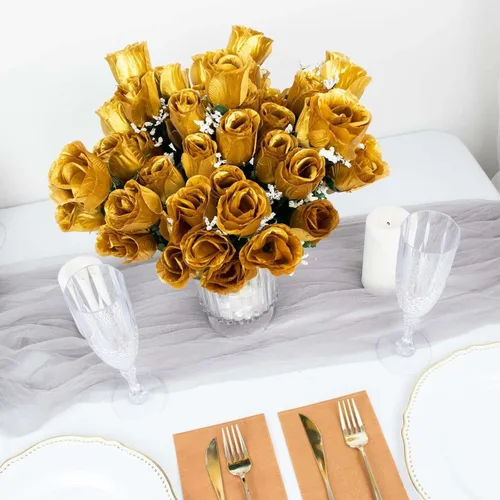 Vista 16 de Efavormart 12 arbustos Ramos de capullos de rosas artificiales de seda de primera calidad