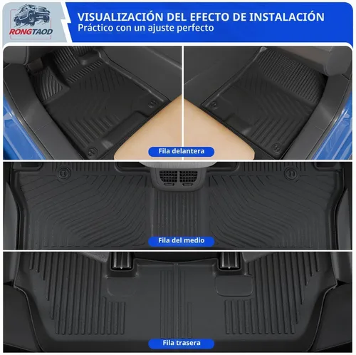 Vista 2 de Rongtaod Alfombrillas de piso compatibles con Honda Pilot 2016-2022 de 7 asientos, alfombrilla de maletero, alfombrilla de carga, forro de carga