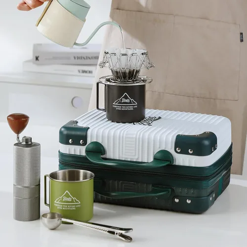 Vista 7 de Bincoo Estuche de viaje para cafetera de café barista, estuche de viaje impermeable, caja de almacenamiento para cafetera con cómodo cinturón