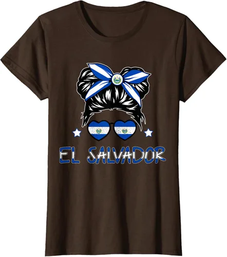 Vista 16 de Camiseta de El Salvador para Niñas Bandera Patrimonio Hispano Salvadoreño
