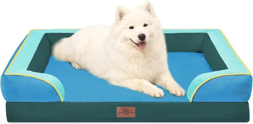 Vista 106 de Comfort Expression - Cama ortopédica para perros medianos, 28 x 19 pulgadas, cama impermeable y de apoyo de espuma con cojines removibles, sofá
