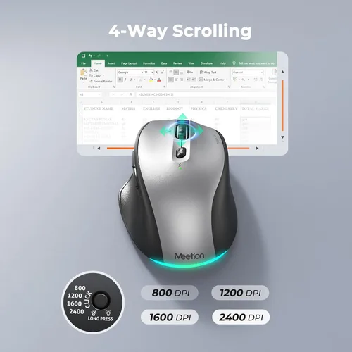 Vista 7 de MEETION Combo de teclado y mouse inalámbricos Bluetooth, teclado inalámbrico delgado y recargable, conexión multidispositivo, teclado compacto