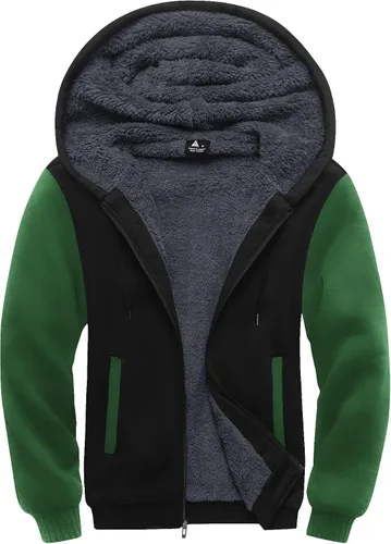 Vista 42 de SCODI Sudaderas con capucha para hombre, forro polar pesado, cremallera completa, forro de sherpa grueso, chaqueta con capucha