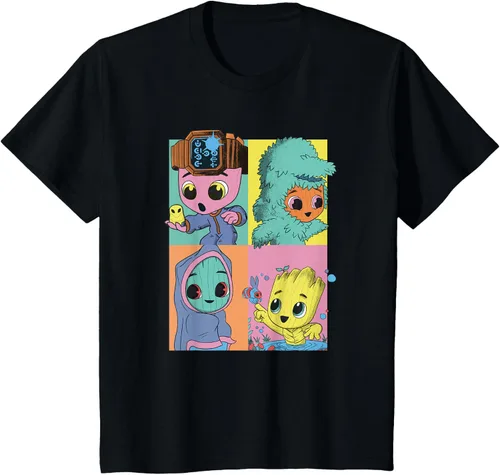 Vista 34 de Marvel I Am Groot Pop Art Costumes Box Up Camiseta, Negro