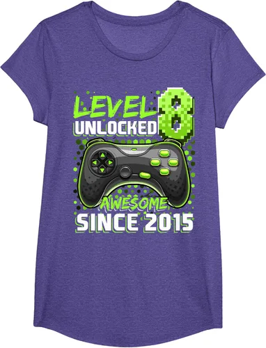Vista 58 de Level 8 Unlocked Awesome 2015 Video Game 8th Birthday Boy T-Shirt, Negro