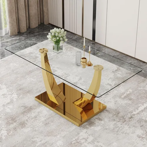 Vista 13 de Mesa de comedor moderna para mesa de comedor de mármol sintético de 4/6, 63 pulgadas, mesa de cocina rectangular, mesa de cocina y comedor de fácil