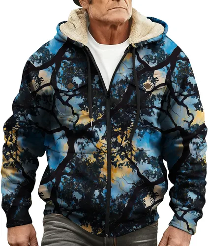 Vista 15 de LIZALIG Sudadera con capucha y cremallera para hombre, con forro polar grueso, abrigo de moda de otoño, abrigo cálido de invierno