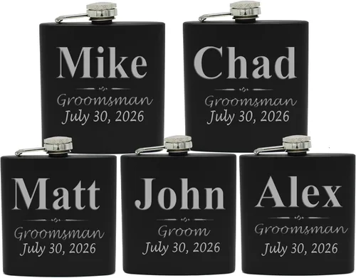 Vista 10 de My Personal Memories Juego de 1, 2, 3, 4, 5, 6, 7, 8 frascos negros personalizados – Frascos de regalo grabados personalizados, padrinos de boda