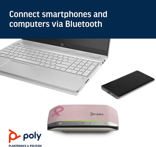 Vista 3 de Poly Sincronización de 20 USB-A Rosa Personal Bluetooth Smart Speakerphone (Plantronics) - Conéctate al teléfono celular a través de Bluetooth