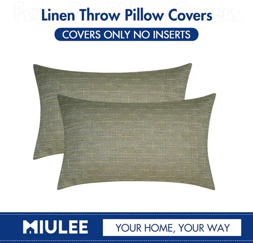 Vista 166 de MIULEE - Juego de 2 fundas de almohada decorativas de lino de arpillera navideñas, modernas, estilo campestre, rústicas, tejidas, con textura