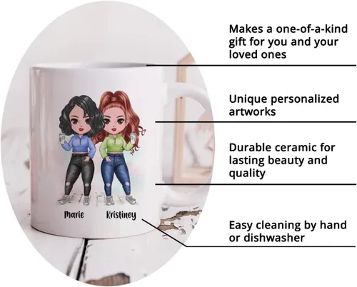 Vista 7 de Gossby Taza personalizada para madre y 1 hija, como madre como hija, regalos para madre, mejores tazas de café para madre, taza personalizada