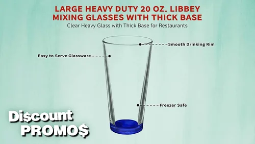Vista 3 de Libbey - Juego de 10 vasos mezcladores, 20 onzas, transparente, pub, base gruesa, color azul