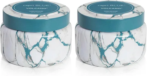Vista 11 de Capri Blue Velas de Viaje en Lata con Estampado de Mármol Moderno - Velas Decorativas de Lujo Perfumadas para el Hogar - Mezcla de Cera de Soja