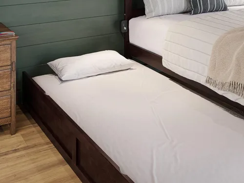 Vista 7 de AFI, Warren - Cama de plataforma matrimonial con cama nido individual, color espresso
