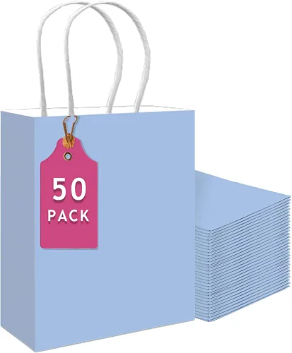 Vista 31 de qiqee Paquete de 50 bolsas de regalo de papel negro con asas a granel 13"x10.3"x4.6" bolsas de favor para fiestas de tamaño grande múltiples usos