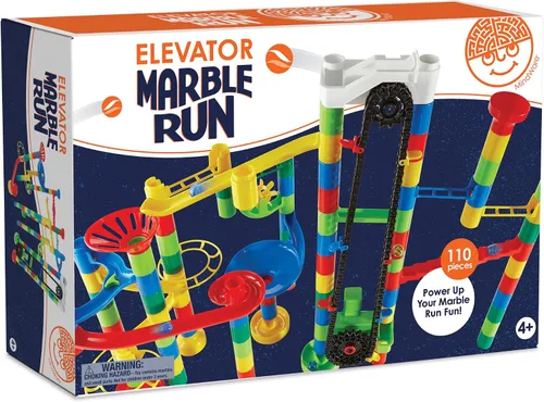 Vista 7 de MindWare Marble Run - Juego de construcción de 110 piezas con 82 piezas de pista, 15 canicas y elevador motorizado