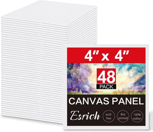 Vista 22 de ESRICH Tableros de lona para pintura, paquete de 15 lienzos de 4 x 4, 100% algodón, pequeños lienzos imprimados sin ácidos, mini paneles de lienzo