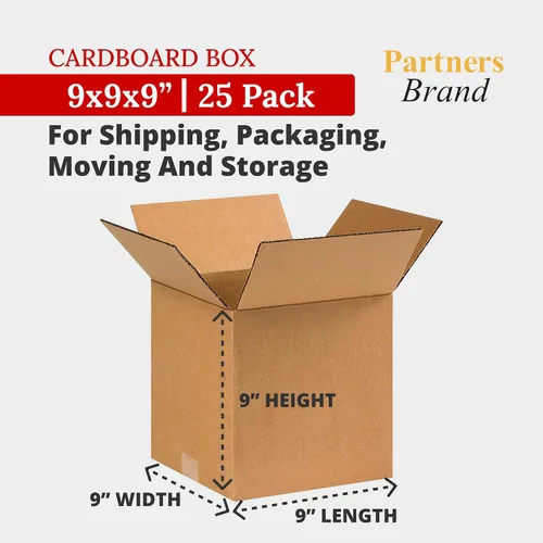 Vista 2 de PARTNERS BRAND Cajas de cartón corrugado de 9 x 9 x 9 pulgadas, pequeñas, 9 pulgadas de largo x 9 pulgadas de ancho x 9 pulgadas de alto, paquete