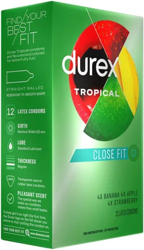 Vista 9 de Durex Preservativos de látex con sabor tropical, 12