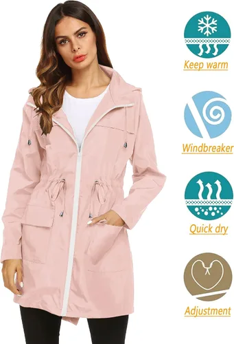 Vista 2 de Lomon - Chaqueta impermeable y ligera para la lluvia con capucha para exteriores