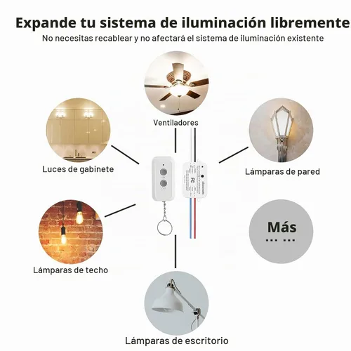 Vista 6 de DEWENWILS - Kit de interruptor inalámbrico de luz y receptor, sin necesidad de cableado en la pared, interruptor de control remoto para luminarias