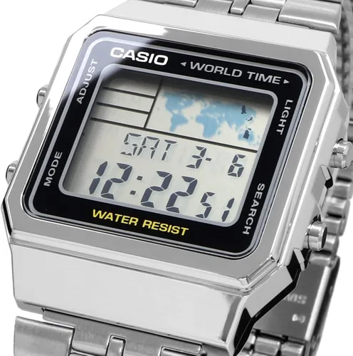 Vista 2 de Casio Reloj clásico de cuarzo de acero inoxidable A500WA-1 para hombre Reloj de cuarzo