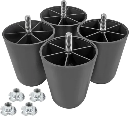 Vista 8 de 4 patas de sofá de 2.5 pulgadas, patas de sofá de plástico Patas cónicas de los muebles, pernos de la suspensión M8, para la mesa de centro