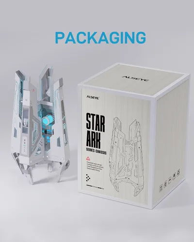 Vista 9 de ALSEYE StarArk - Funda para PC gamer de torre completa con pantalla LCD de 9.16 pulgadas, compatibilidad E-ATX, 4 bahías HDD/4 x SSD, soporte
