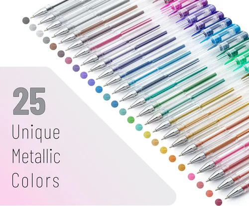 Vista 2 de Mr. Pen - Bolígrafos de gel metálicos, 25 colores metálicos únicos, bolígrafos de gel para libros de colorear para adultos Bolígrafos de gel