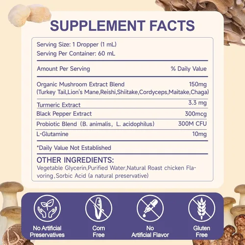Vista 5 de Hongo para perros – 7 suplementos de hongos para perros, apoya la salud articular, cognición, celular e intestinal con melena de león, reishi, cola