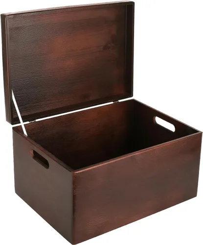 Vista 29 de Creative Deco Caja de almacenamiento grande de madera con tapa con bisagras 11.8 x 7.87 x 5.51 pulgadas (+-0.5) Caja de regalo sin acabar, lisa