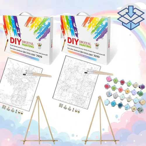 Vista 3 de BAISITE 0304 - Kit de pintura por números para adultos principiantes; paquete de 2 lienzos de 8 pulgadas de ancho x 12 pulgadas de largo; caja