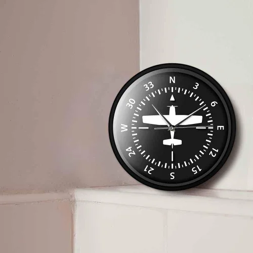 Vista 5 de Geek Alerts Aviación avión brújula vueltas pilotos reloj de pared a pilas instrumento de vuelo decorativo para el hogar reloj temático de avión