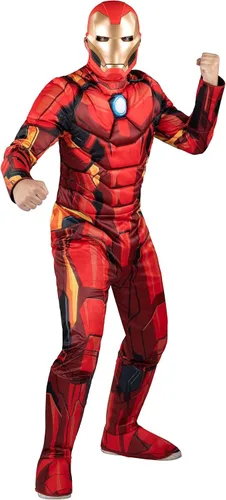 Vista 4 de Marvel Disfraz de Iron Man para adulto, overol acolchado y máscara de plástico 3D