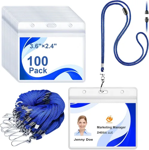 Vista 11 de Paquete de 100 cordones para tarjetas de identificación con soporte Breakaway Negro