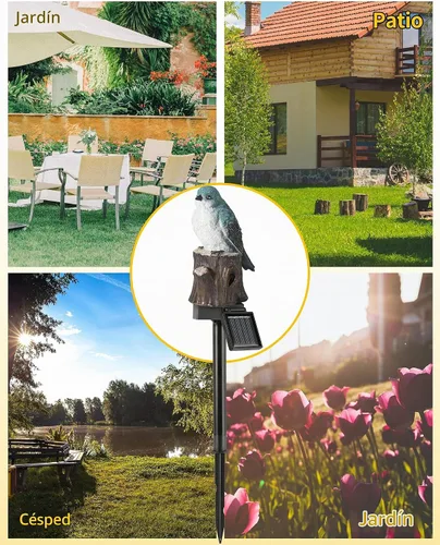 Vista 7 de iStatue - Estaca de iluminación solar decorativa para jardín con forma de pájaro, figura de animal lindo impermeable al aire libre, luces