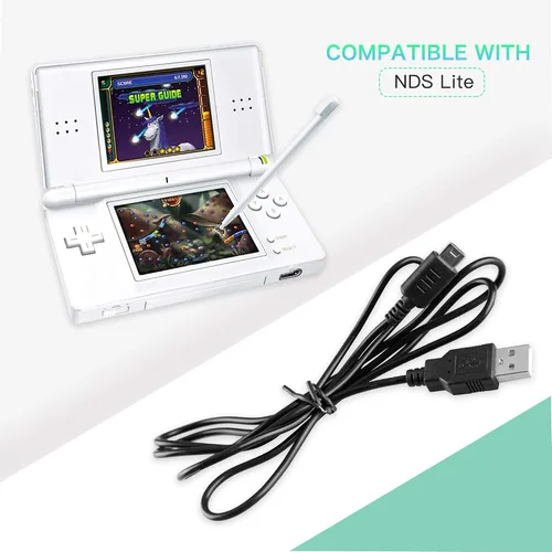 Vista 2 de DS Lite - Kit de cable de carga, adaptador de corriente alterna y lápiz capacitivo para sistemas Nintendo DS Lite, cargador de pared de viaje, cable