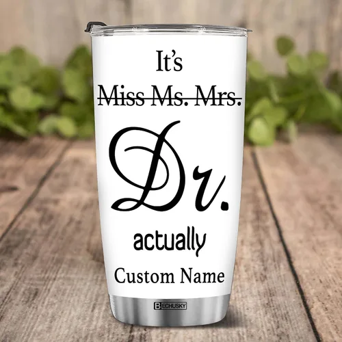Vista 5 de BECHUSKY Regalo de graduación de doctorado personalizado, taza de doctorado con nombre personalizado, vaso de doctorado para hombres y mujeres