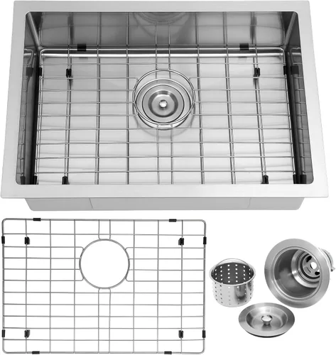 Vista 10 de Kitsitchen SUS304 - Fregadero de cocina negro para autocaravana, fregadero de cocina de acero inoxidable para montaje inferior, 23 x 16 x 7