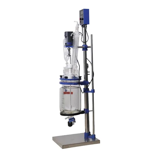 Vista 2 de Reactor de vidrio con doble camisa,Reactor de vidrio de laboratorio 3L con temperatura de pantalla digital,Reactor de vidrio de manto de calefacción