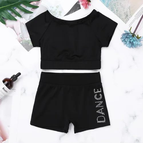 Vista 5 de Traje de baño deportivo sin mangas con pantalones cortos para entrenamiento y fitness para niñas y niñas