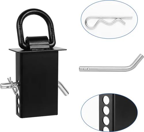 Vista 4 de 6 anillos en D de bolsillo de estaca para remolque con pasador de enganche de 2 x 4 pulgadas, 12000 libras de alta resistencia