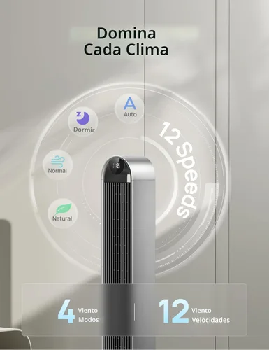 Vista 3 de Dreo - Ventilador de torre para dormitorio, ventilador oscilante de 42 pulgadas 120°, motor DC silencioso de 25dB, ventilador de pie sin aspas de 28