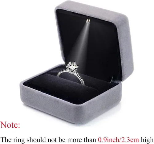 Vista 7 de GBYAN Velvet Ring Box with LED Light Jewelry Display Gift Box for Proposal,Engagement, Wedding