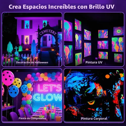 Vista 2 de T-SUN Paquete de 2 luces LED negras de 60 W, luz de inundación de luz negra