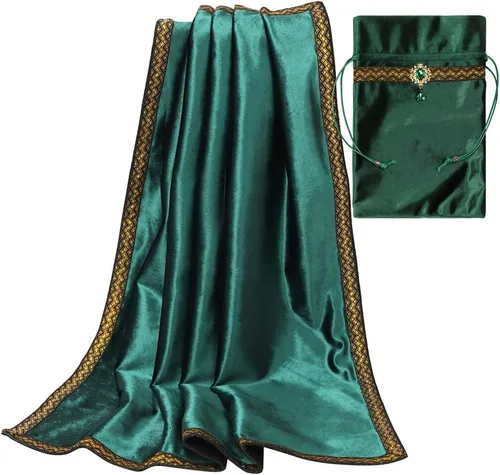 Vista 35 de BLESSUME Wizard Tarot Mantel y bolsa Cuadrado Azul Tarot Paño Negro