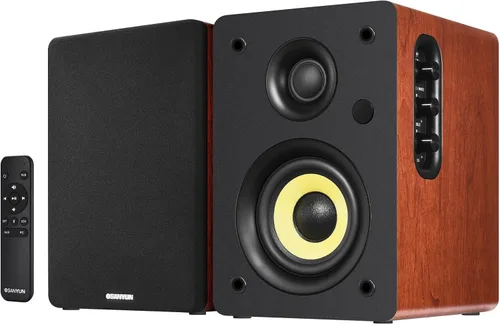 Vista 11 de Sanyun SW208 bocinas de estantería activas Bluetooth 5.0 de 3" – Unidad de altavoz de fibra de carbono de 60W - DAC de 24 bits incorporado - Sonido